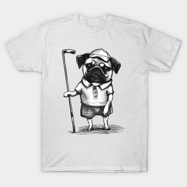 Golf Pug T-Shirt by Pickledjo